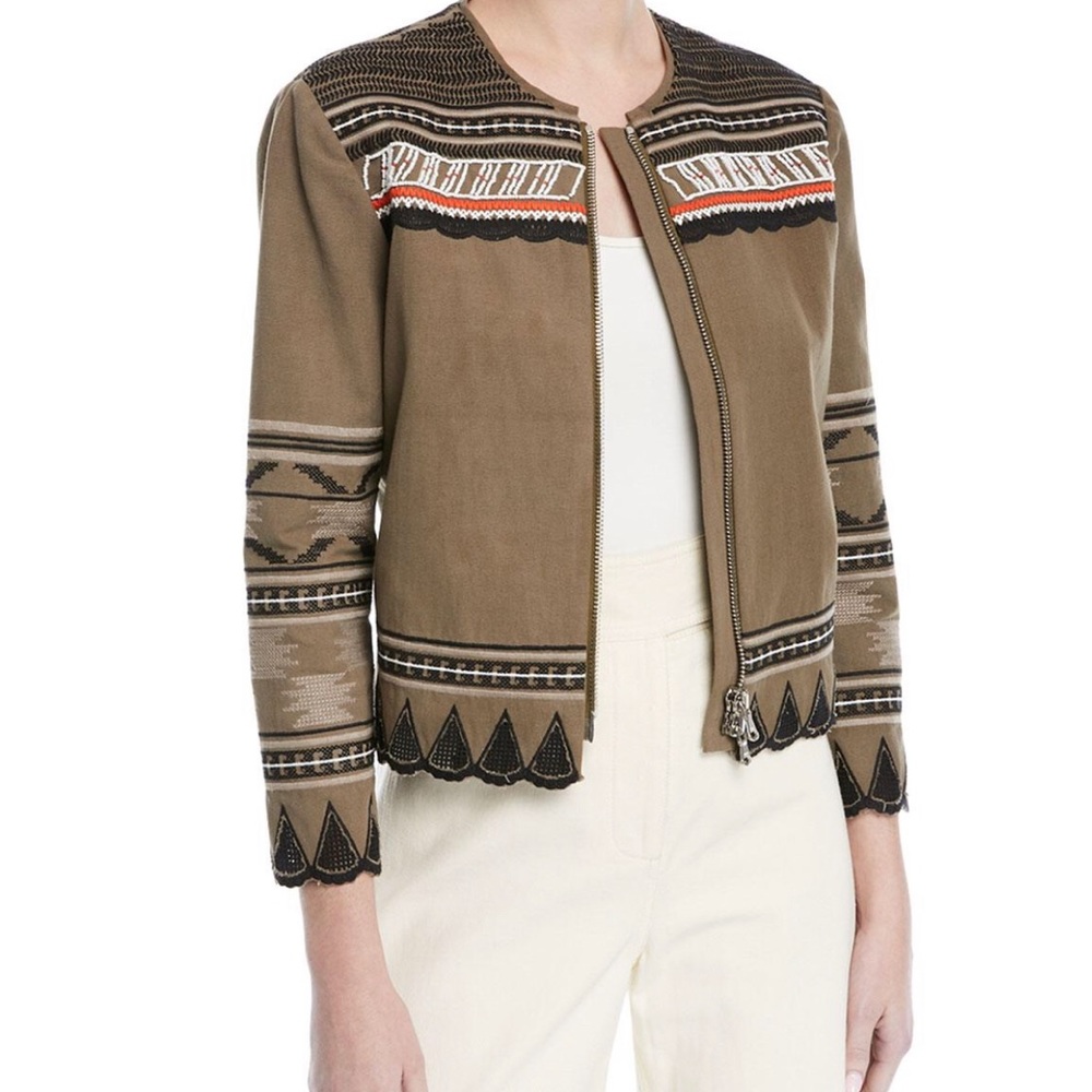 Veronica Beard Brown Embroidered Jacket
